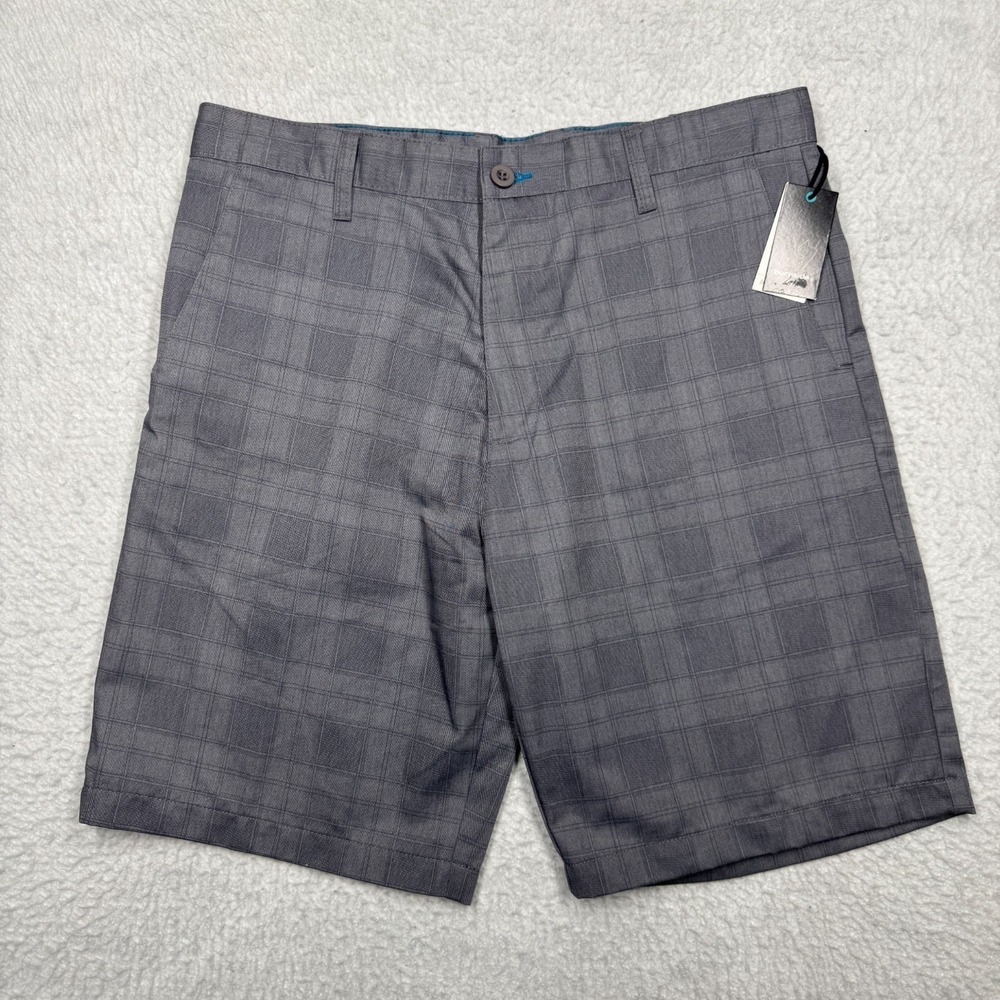 NWT Burnside Plaid Chino Casual Shorts Gray Men's Size 34x9